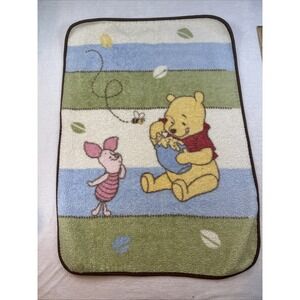 Vintage Winnie the Pooh & Piglet Bee Hunny Nursery Crib Sherpa Blanket 31x41